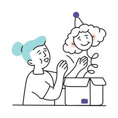 Surprise box vector colored minimal illustration. EPS 10 file