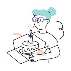 Cake vector colored minimal illustration. EPS 10 file