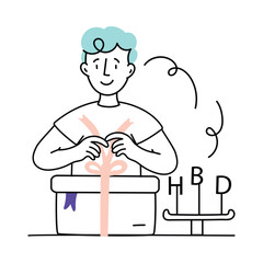 Unboxing vector colored minimal illustration. EPS 10 file