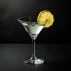 martini cocktail with lemon