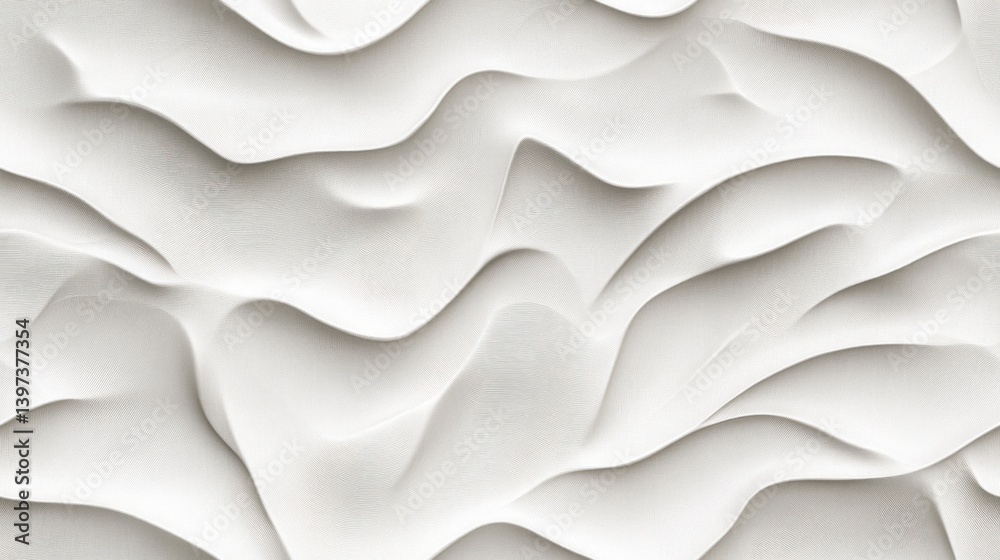Wall mural white wavy texture creating abstract relief background