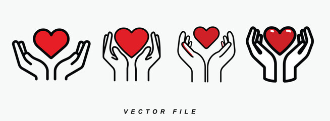Hands holding a heart, a vector graphic for a variety of uses.