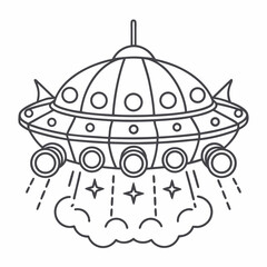 Minimalist Flying Saucer Icon Vector.