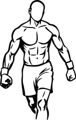 Vector illustration of a muscular woman boxer in a strong pose, showcasing strength and fitness
