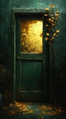 Ethereal light shines through a mysterious doorway.