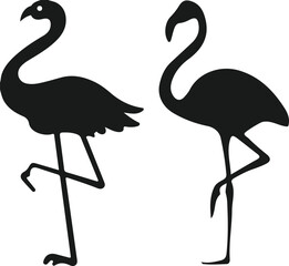 Flamingo Silhouette Icon – Elegant Tropical Bird Vector Illustration