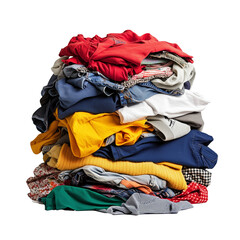 Pile of Mixed Clothes  isolated on transparent or white background	
