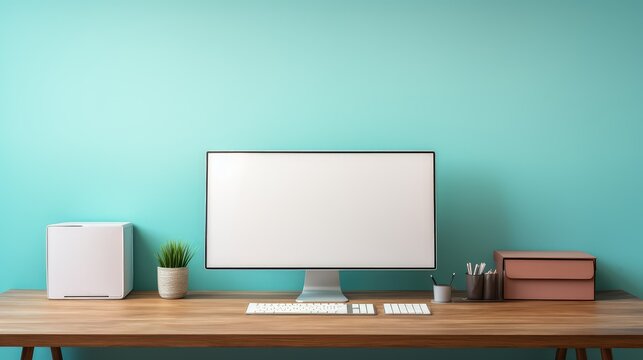 wooden computer on desk template