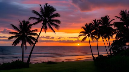 Vibrant Tropical Sunset Beach Landscape