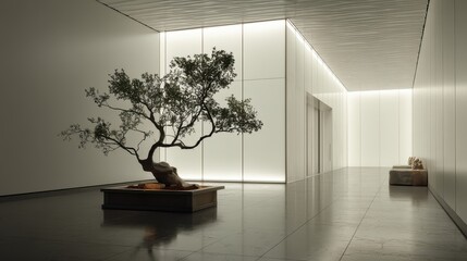 Modern Elevator doors of office or hotel hallway,holiday season decor with christmas tree,Lobby interior, corridor in house with lift,marble elegant lift for passenger or cargo elevators,copy space.