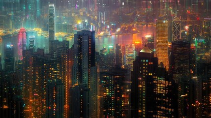 Fototapeta premium skyscrapers light flare transparent