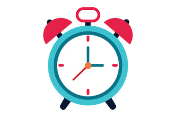 alarm clock with red ribbon on white background 