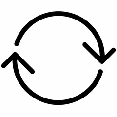 minimal vector icon of two circular arrows forming a sync or refresh loop outline style on a white background