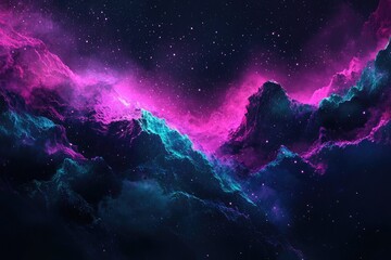 Fototapeta premium A vibrant cosmic landscape of swirling nebulae and distant stars.
