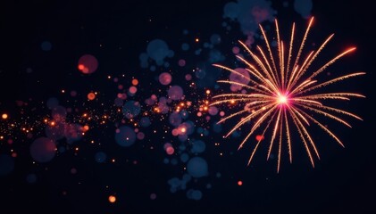 Fototapeta premium Star-shaped firework trails illuminate the black canvas , texture, pyrotechnics