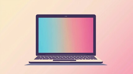 Modern Laptop on Pastel Background