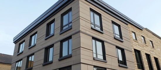 Modern Beige Building Corner, Cityscape Background