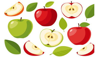 seamless pattern with falling apples fruits vector design