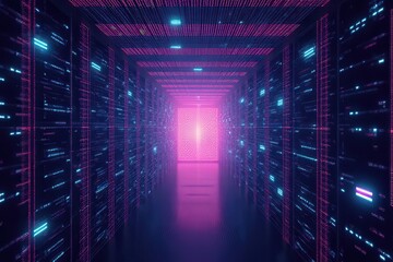 Fototapeta premium Digital guardians encrypting data in visual storytelling corridors