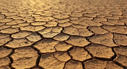 Cracked Dry Earth Close-up Showing Severe Drought and Global Warming