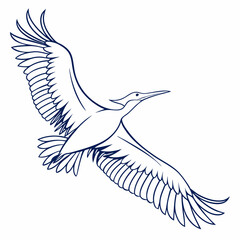 Minimalistic bird illustration with one smooth line on white background for modern design
