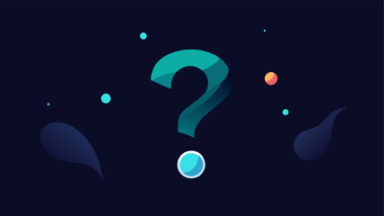 Black and Mystery A deep black background with a glowing question mark and ethereal shapes representing mystery and intrigue while evoking feelings of contemplation.