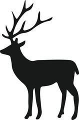 Deer Silhouette Icon – Majestic Wild Animal Vector Illustration