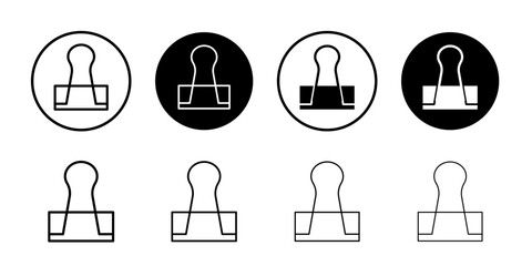 Binder clip icon Black and white outline vector
