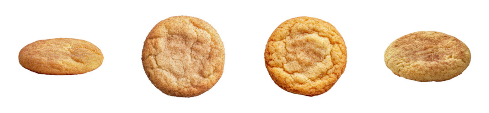 Assorted snickerdoodle cookies in different sizes and textures, cut out - stock png