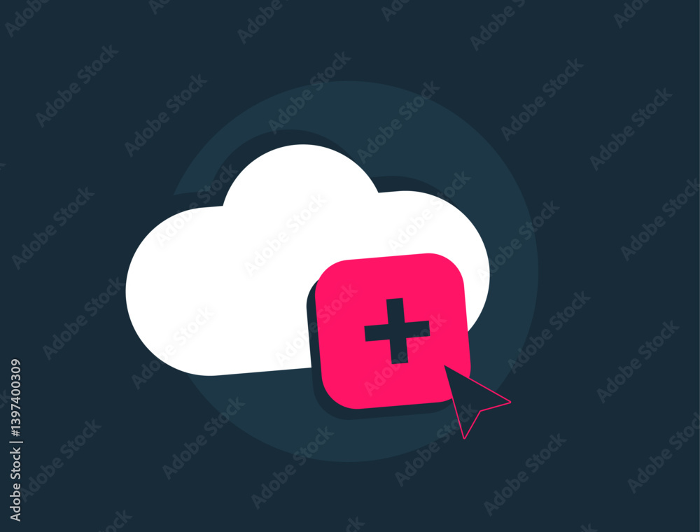Poster modern cloud upload icon for digital platforms. minimalist vector design on black background for sto
