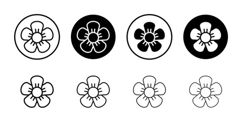 Flax flower icon Black and white outline vector