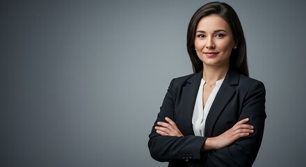 Portrait of a Confident Businesswoman in Black Blazer and White Shirt