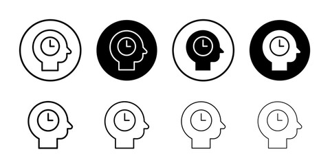 Memory recall icon Black and white outline vector