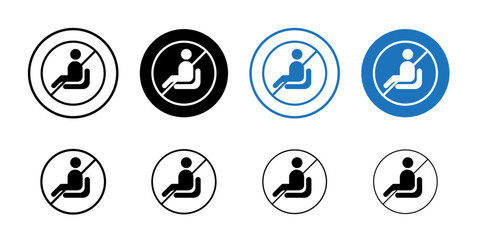 No sitting sign Black and white outline vector