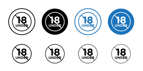 No under eighteen sign Black and white outline vector
