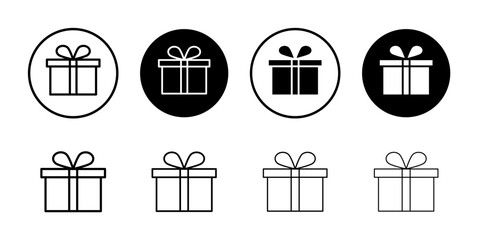 Present gift box icon Black and white outline vector