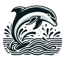 Naklejka premium Leaping Dolphin Splash