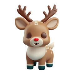 Fototapeta premium 3D reindeer with a red nose smiles at the camera