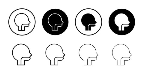 Swallowing reflex icon Black and white outline vector