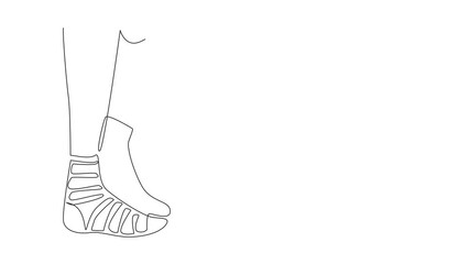 Animation of continuous one line drawing a pair of socked feet. Good anti odor material. Sweat absorbent material. Stay active. Stepping freely. Anti Bullying Day. Full length motion