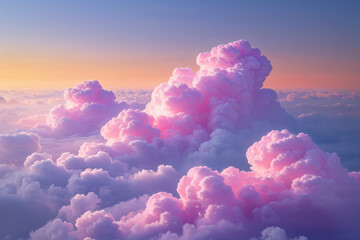 3D Rendered Pink Clouds at Sunset, Dreamy Sky Concept, Isolated Cloudscape, Ethereal Atmosphere, Sunset Clouds, Pastel Sky, Serene Cloud Formation, Romantic Cloud Scene