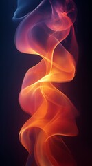Obraz premium Colorful Smoke Wisps Phone Wallpaper Orange and Blue Swirls on Dark Background | Vertical HD Background
