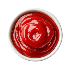 Red Ketchup in White Bowl Top View