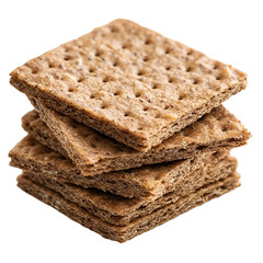 Stack of Brown Wheat Crackers Crispy Snack Food,