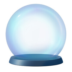 Empty snow globe with glass surface. Its smooth base is designed for showcasing unique miniature scenes, perfect for creative displays. Snowglobe isolated on transparent background. 3D render.
