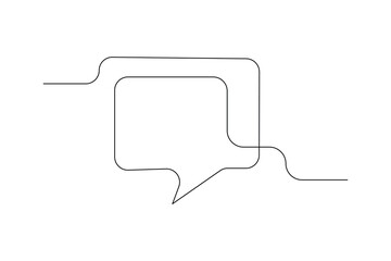 One line drawing of speech bubble, Black and white vector minimalistic linear shape made of continuous line art