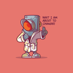 A Traffic Light Character dressed in a bathrobe vector illustration. Traffic Sign, mascot design concept.