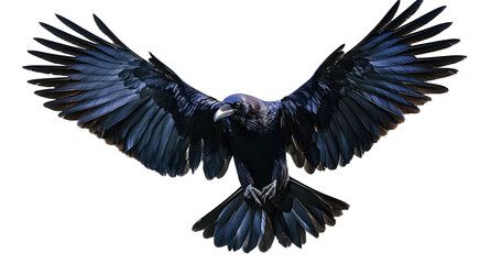 Naklejka premium set of raven crow birds with spread wings