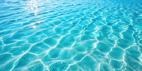 Obraz premium Serene top-down view: light blue water ripples, textured summer beach waves background.