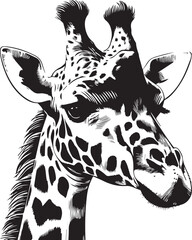 Black and White Giraffe Vector | Animal Silhouette Clipart Illustration